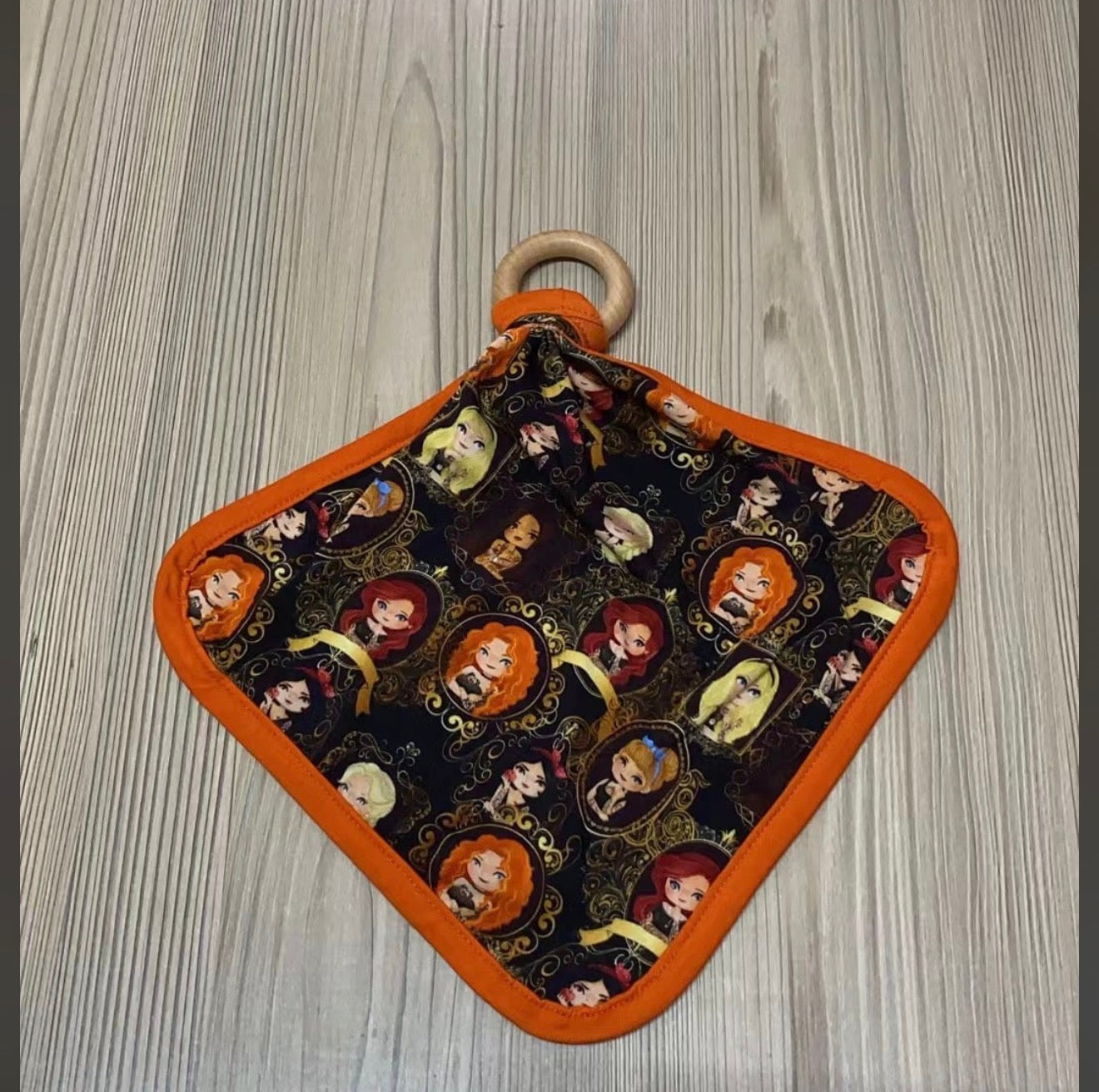 Bamboo lovey with teething ring