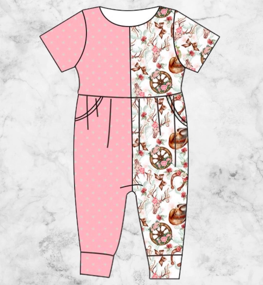 Half and half ripped romper milksilk