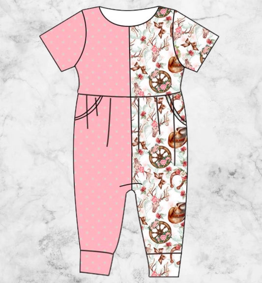 Half and half ripped romper milksilk