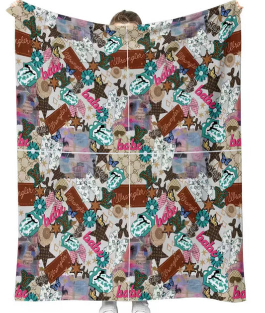 Western that girl 50x60 double plush blanket