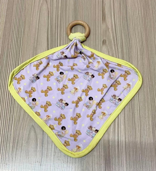 Bamboo lovey with teething ring