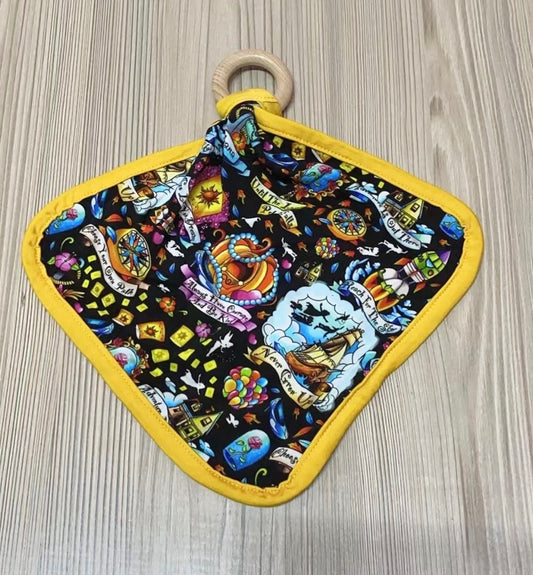 Bamboo lovey with teething ring