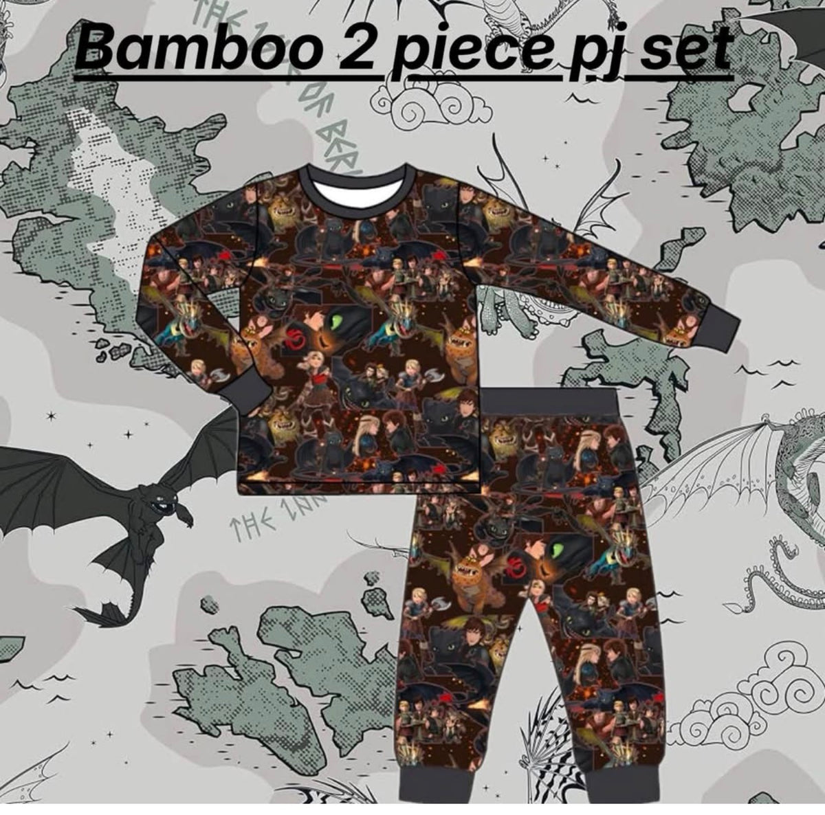 Dragons bamboo 2pc pajama