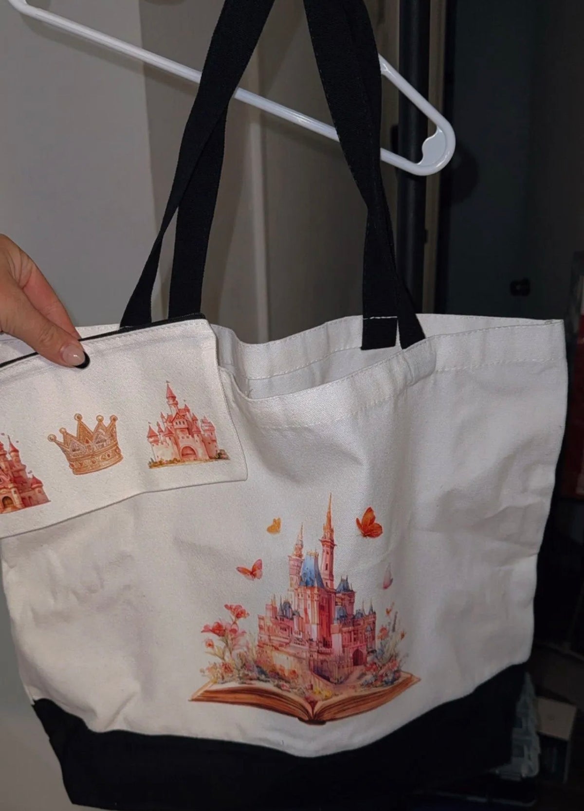 Canvas zip tote with cosmetic bag