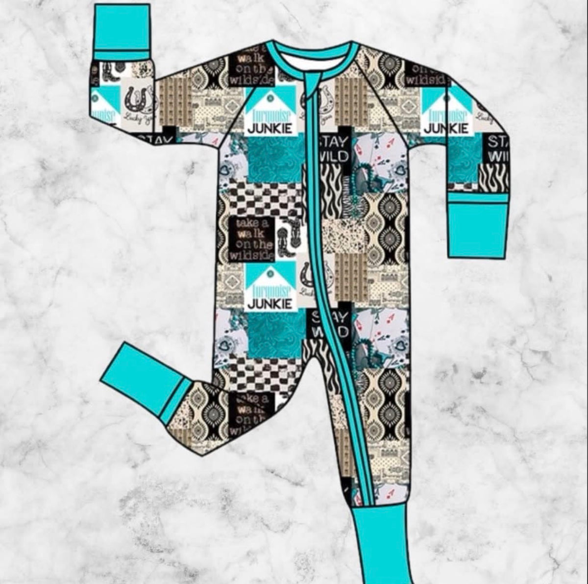 Turquoise bamboo zippie ￼