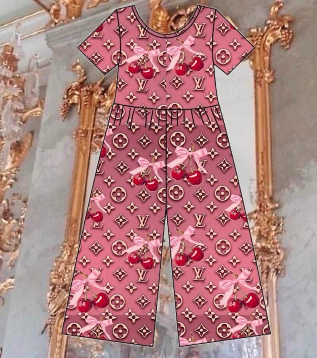 Boujee cherry romper milk silk