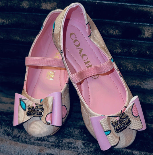 Kids pink bow flats