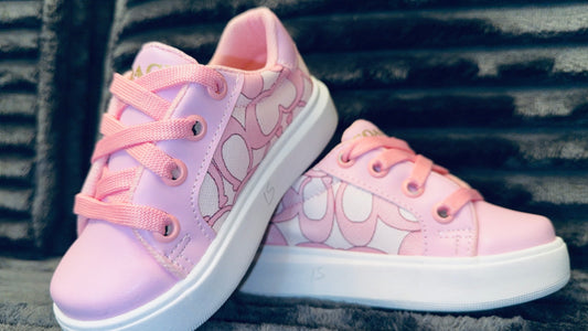 Kids pink tie up shoes