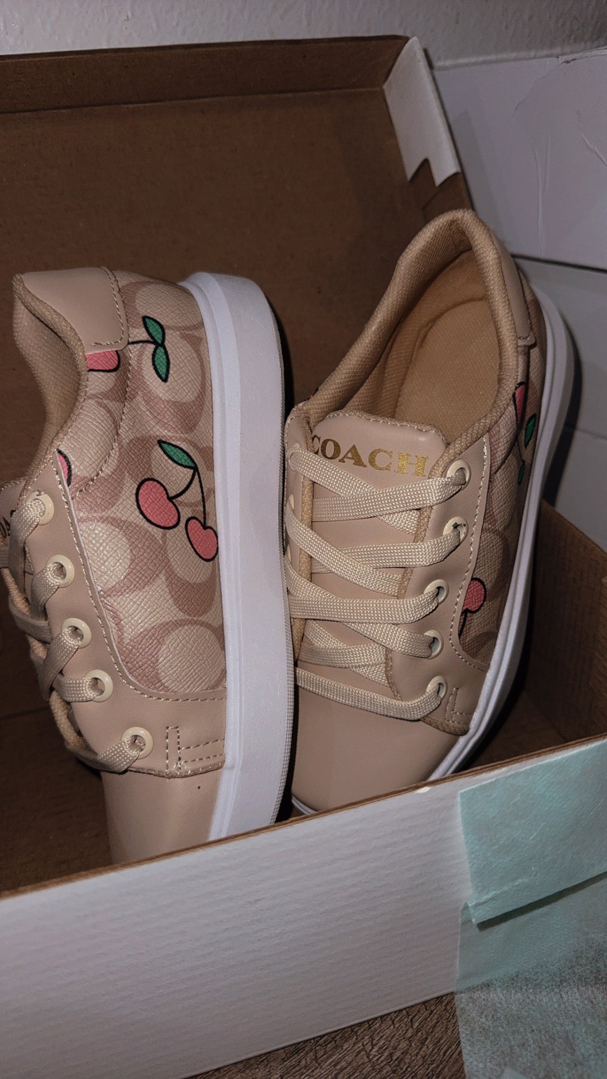Brown cherry tennis shoes